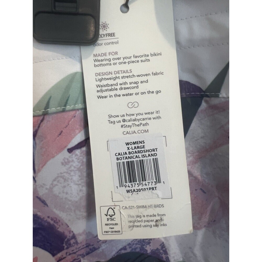 CALIA Botanical Island Board Shorts NWT Women’s Tropical Hibiscus Swim Size XL - Picture 2 of 4